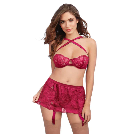 Demi Bra & Panty with Removable Skirt - One Size