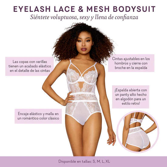 Eyelash Lace & Mesh Bodysuit